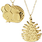 2023 Chain Ornament: Mouse and Pinecone, Set of 2 pcs, Yellow Gold