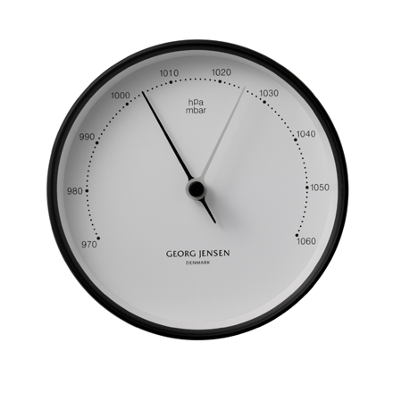 Koppel - 10cm Barometer in black stainless steel with white dial