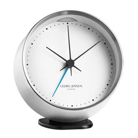 Koppel - 10cm Alarm Clock in stainless steel with white dial